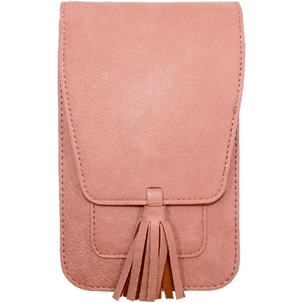 Vegan Leather Crossbody Bag Salmon RFID Card Slots Flap Closure Women's